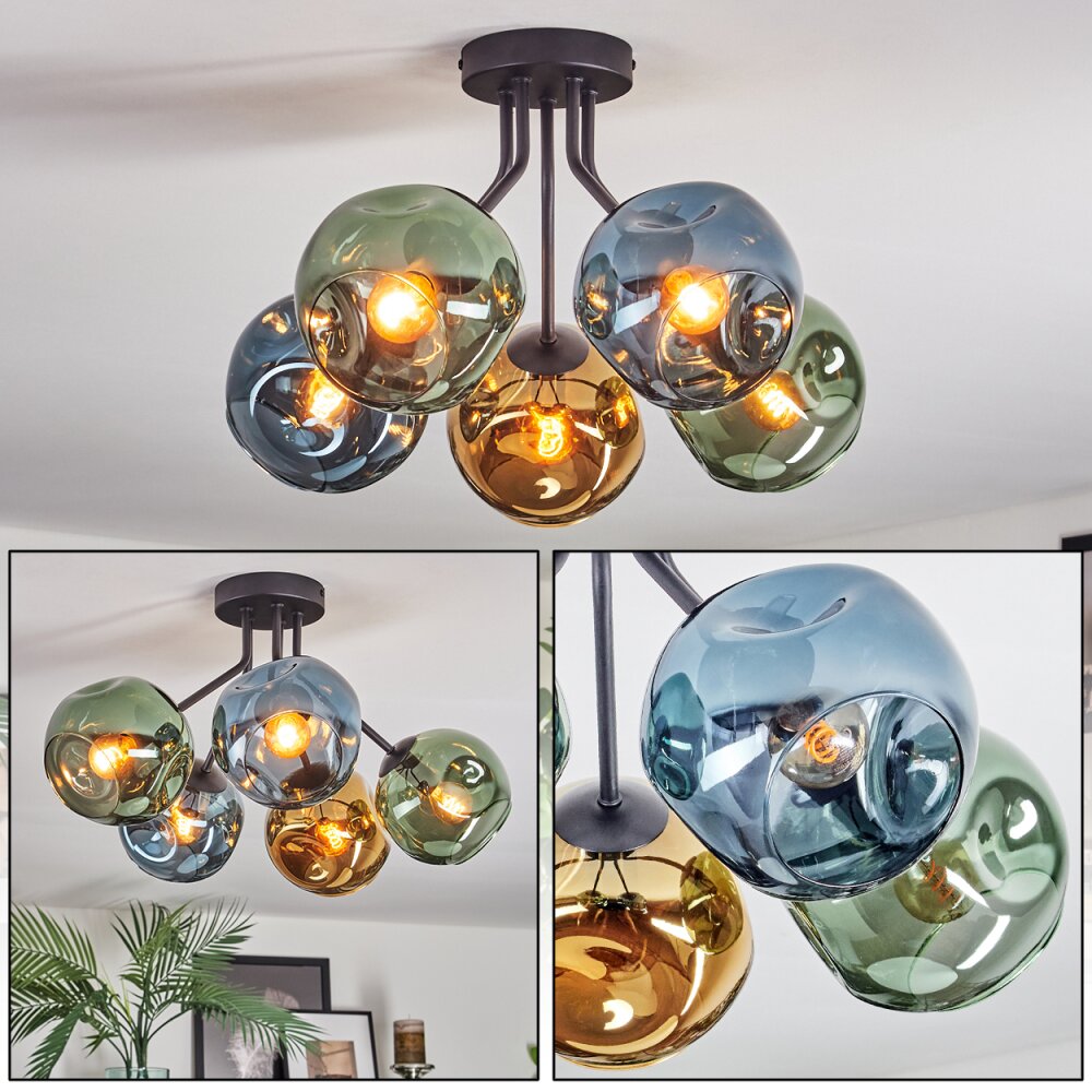 Ripoll Plafonnier, Boule lumineuse Bleu, Or, Vert, 5 lumières main product photo