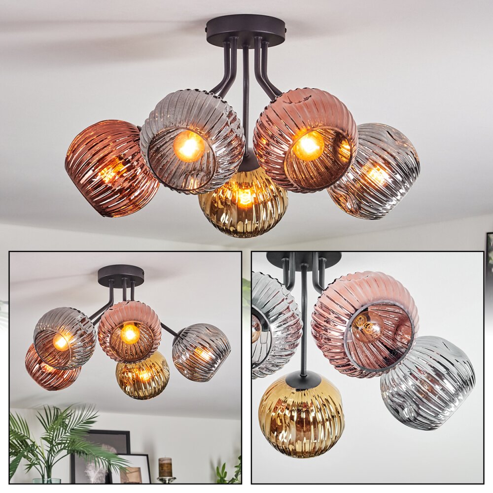 Ripoll Plafonnier, Boule lumineuse Chrome, Or, Cuivré, Fumé, 5 lumières main product photo