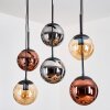 Gastor Suspension, Boule lumineuse, Suspension Ambre, Chrome, Cuivré, Fumé, 6 lumières