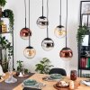 Gastor Suspension, Boule lumineuse, Suspension Ambre, Chrome, Clair, Cuivré, Fumé, 6 lumières