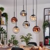 Gastor Suspension, Boule lumineuse, Suspension Ambre, Chrome, Clair, Cuivré, Fumé, 6 lumières