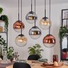 Gastor Suspension, Boule lumineuse, Suspension Ambre, Chrome, Clair, Cuivré, Fumé, 6 lumières