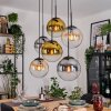 Gastor Suspension, Boule lumineuse, Suspension Ambre, Or, Clair, Fumé, 6 lumières