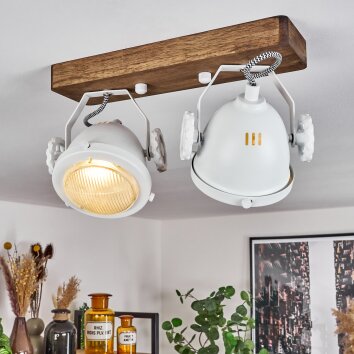 Plafonnier Herford Brun, Écru, Blanc, 2 lumières
