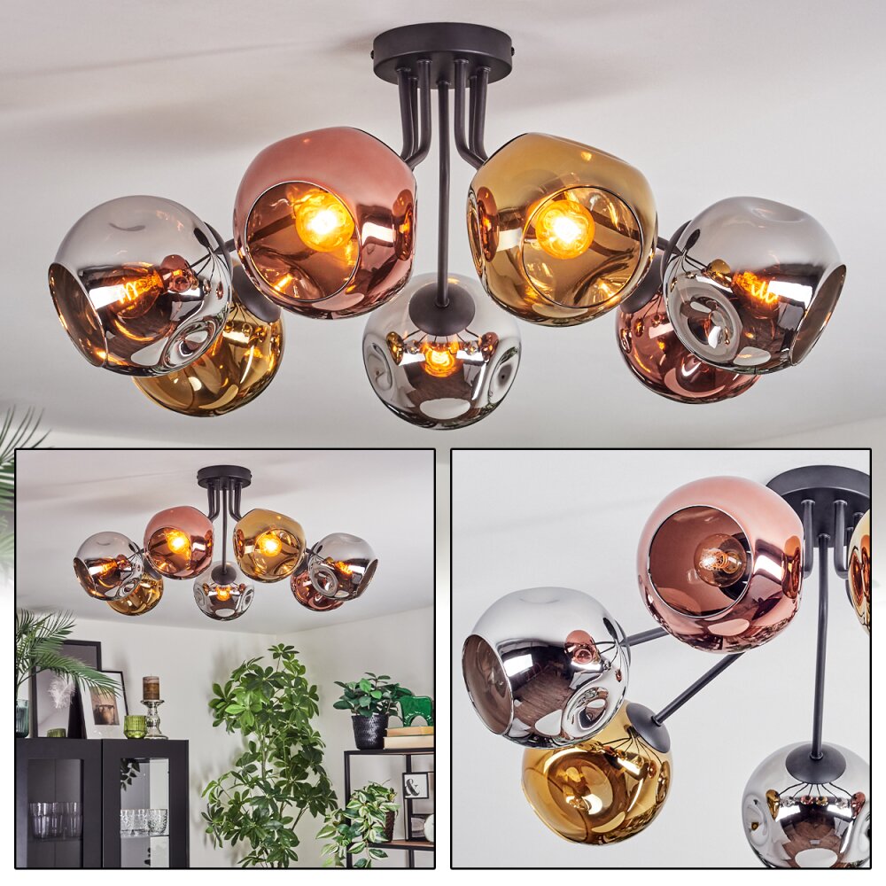 Ripoll Plafonnier, Boule lumineuse Chrome, Or, Cuivré, Fumé, 7 lumières main product photo