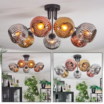 Ripoll Plafonnier, Boule lumineuse Chrome, Or, Cuivré, Fumé, 7 lumières