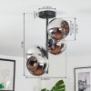 Koyoto Plafonnier, Boule lumineuse 32 cm Chrome, Fumé, 4 lumières