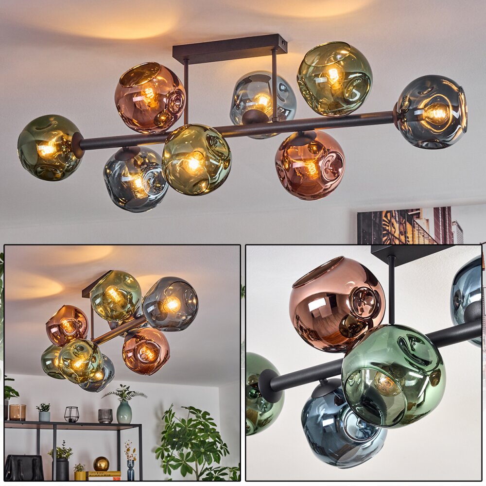 Ripoll Plafonnier, Boule lumineuse Bleu, Vert, Cuivré, 8 lumières main product photo