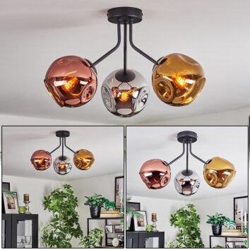 Ripoll Plafonnier, Boule lumineuse Chrome, Or, Cuivré, Fumé, 3 lumières Ripoll Plafonnier, Boule lumineuse Chrome, Or, Cuivré, Fumé, 3 lumières