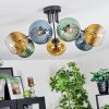Koyoto Plafonnier, Boule lumineuse 82 cm Bleu, Or, Vert, Clair, 7 lumières