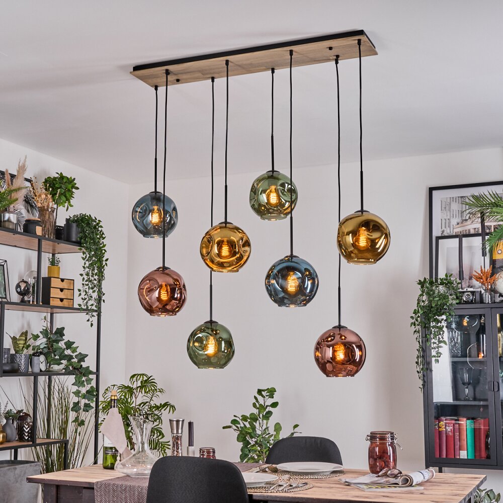 Ripoll Suspension, Boule lumineuse, Suspension Écru, Noir, 8 lumières main product photo