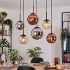 Gastor Suspension, Boule lumineuse, Suspension Ambre, Chrome, Cuivré, Fumé, 6 lumières