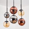 Gastor Suspension, Boule lumineuse, Suspension Ambre, Chrome, Cuivré, Fumé, 6 lumières