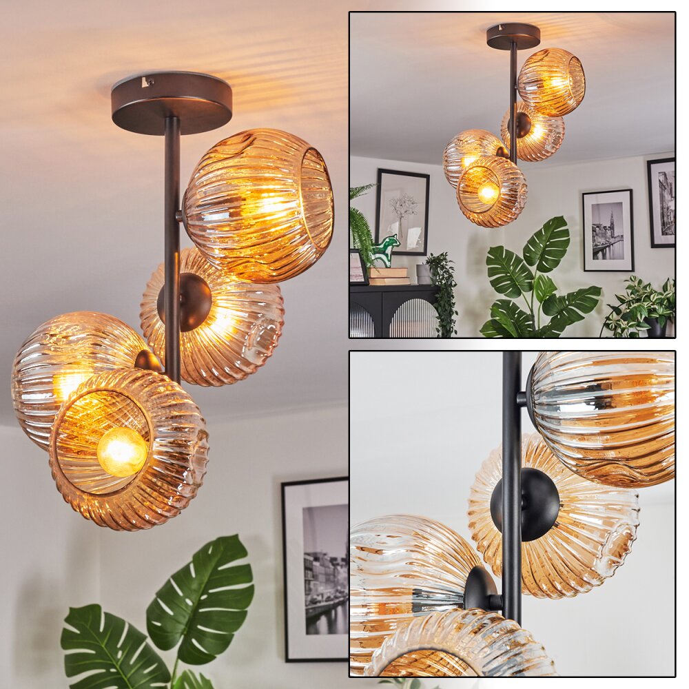 Ripoll Plafonnier, Boule lumineuse Ambre, 4 lumières main product photo
