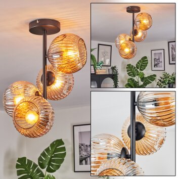 Ripoll Plafonnier, Boule lumineuse Ambre, 4 lumières