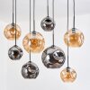 Ripoll Suspension, Boule lumineuse, Suspension Écru, Noir, 8 lumières