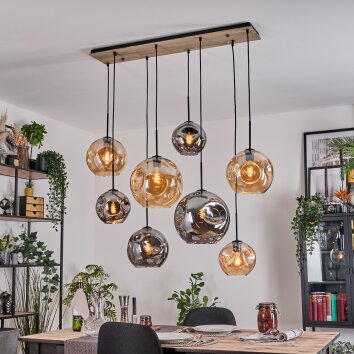 Ripoll Suspension, Boule lumineuse, Suspension Écru, Noir, 8 lumières