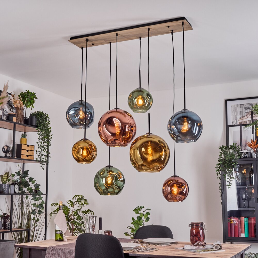 Ripoll Suspension, Boule lumineuse, Suspension Écru, Noir, 8 lumières main product photo