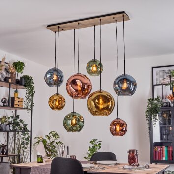 Ripoll Suspension, Boule lumineuse, Suspension Écru, Noir, 8 lumières