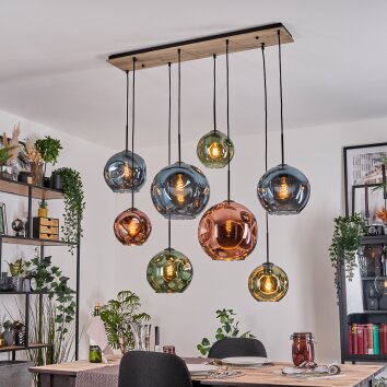 Ripoll Suspension, Boule lumineuse, Suspension Écru, Noir, 8 lumières