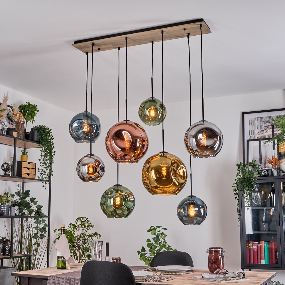 Ripoll Suspension, Boule lumineuse, Suspension Écru, Noir, 8 lumières main product photo