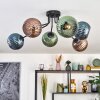 Koyoto Plafonnier, Boule lumineuse 74 cm Bleu, Vert, Cuivré, 6 lumières