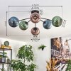 Koyoto Plafonnier, Boule lumineuse 74 cm Bleu, Vert, Cuivré, 6 lumières