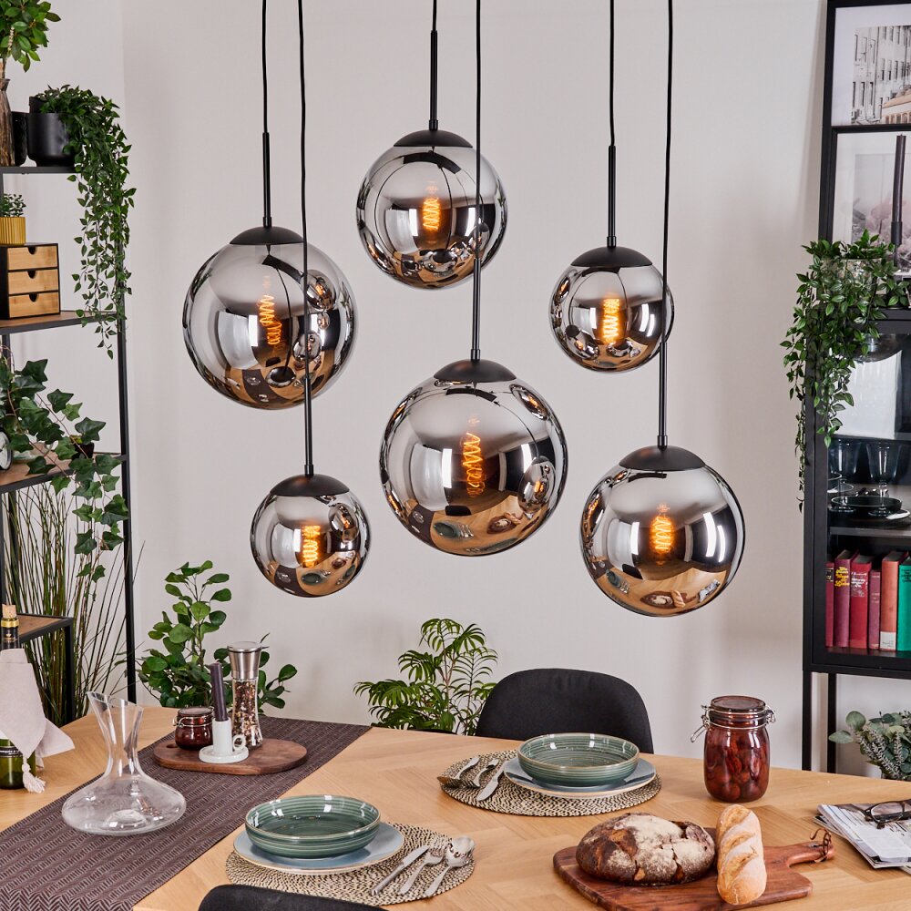 Gastor Suspension, Boule lumineuse, Suspension Chrome, Fumé, 6 lumières main product photo