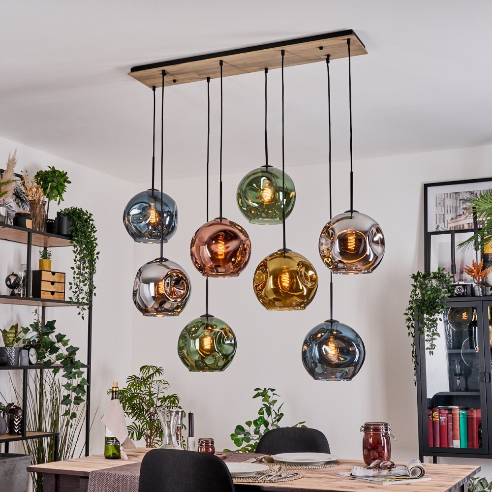 Ripoll Suspension, Boule lumineuse, Suspension Écru, Noir, 8 lumières main product photo