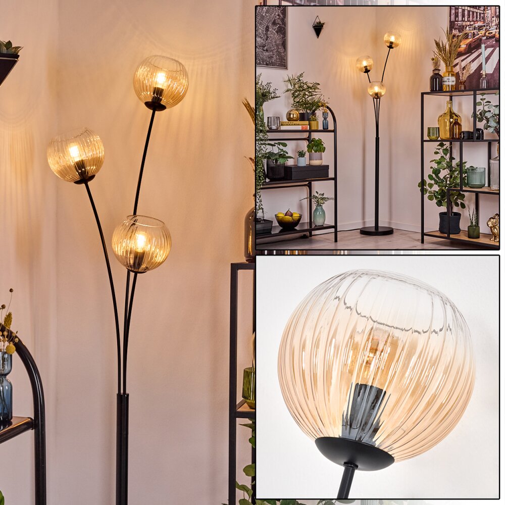 Koyoto Boule lumineuse, Lampadaire Ambre, Clair, 3 lumières main product photo