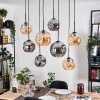 Ripoll Suspension, Boule lumineuse, Suspension Écru, Noir, 8 lumières