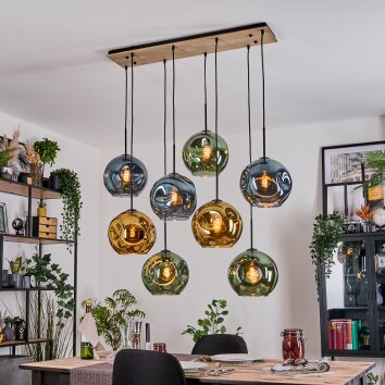 Ripoll Suspension, Boule lumineuse, Suspension Écru, Noir, 8 lumières