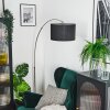 Bassagoda Lampadaire, Lampadaires arc Nickel mat, Noir, 1 lumière, Abat-jour en tissu