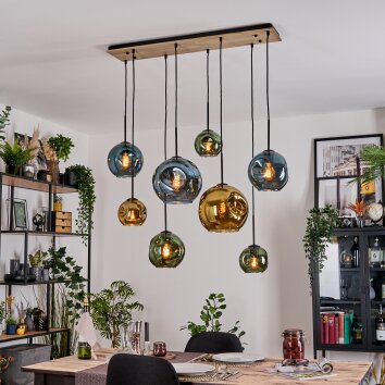 Ripoll Suspension, Boule lumineuse, Suspension Écru, Noir, 8 lumières