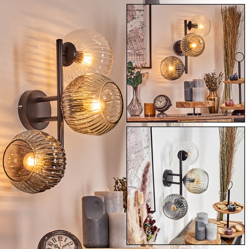 Ripoll Boule lumineuse, Applique murale Ambre, Clair, Fumé, 3 lumières main product photo