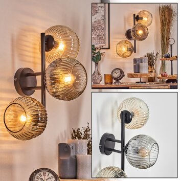 Ripoll Boule lumineuse, Applique murale Ambre, Clair, Fumé, 3 lumières