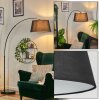 Bassagoda Lampadaire, Lampadaires arc Noir, 1 lumière, Abat-jour en tissu