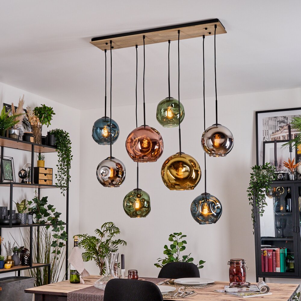 Ripoll Suspension, Boule lumineuse, Suspension Écru, Noir, 8 lumières main product photo