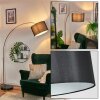 Soungou Lampadaire, Lampadaires arc Cuivre, Noir, 1 lumière, Abat-jour en tissu