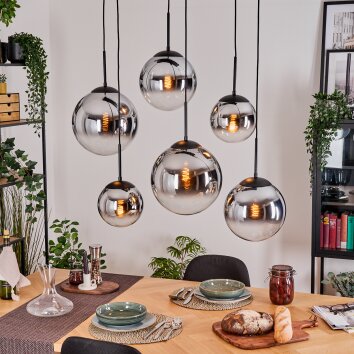 Gastor Suspension, Boule lumineuse, Suspension Chrome, Clair, Fumé, 6 lumières