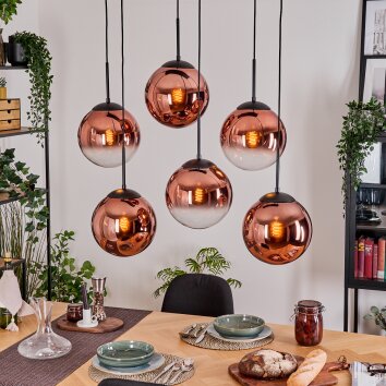 Gastor Suspension, Boule lumineuse, Suspension Clair, Cuivré, 6 lumières