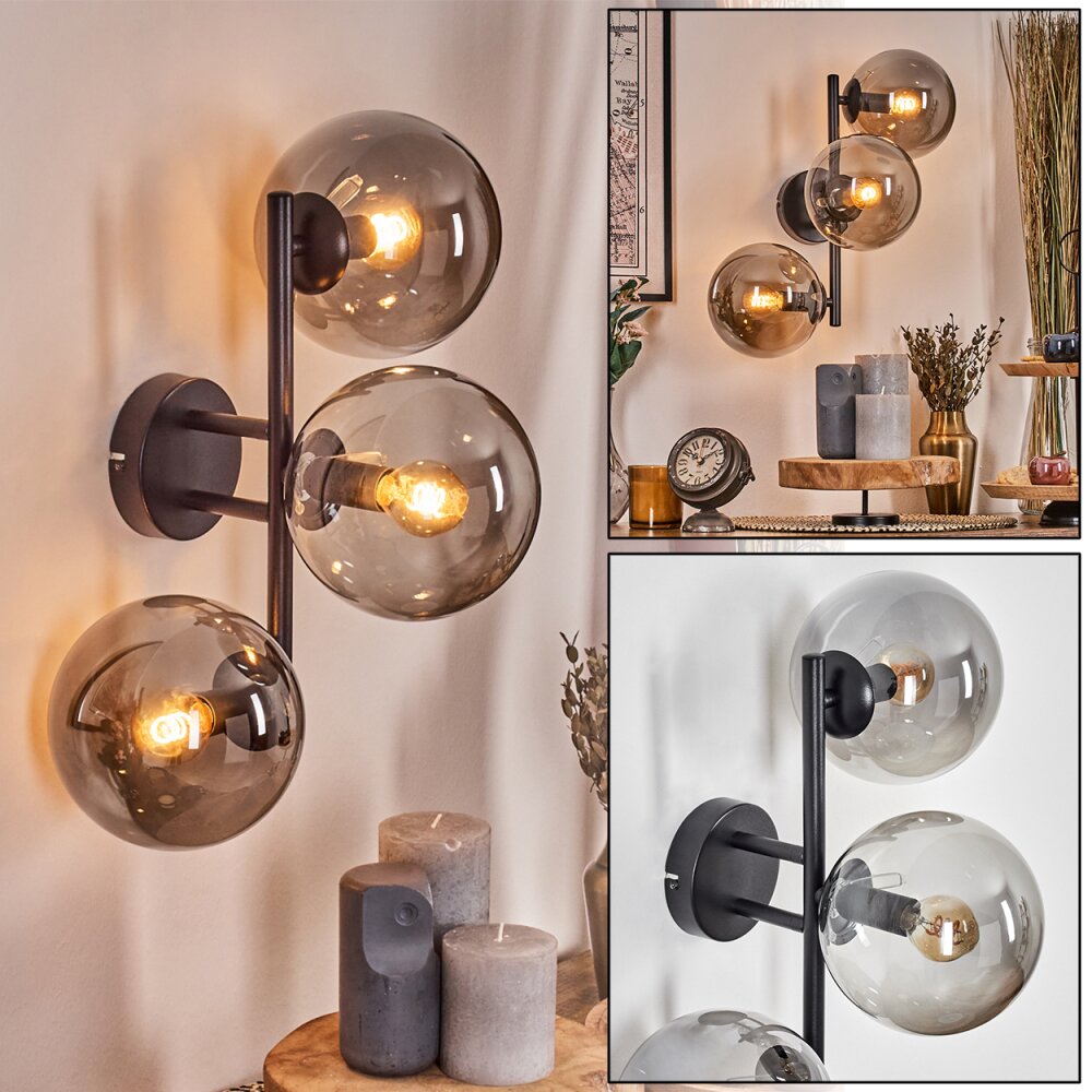 Gastor Boule lumineuse, Applique murale Fumé, 3 lumières main product photo