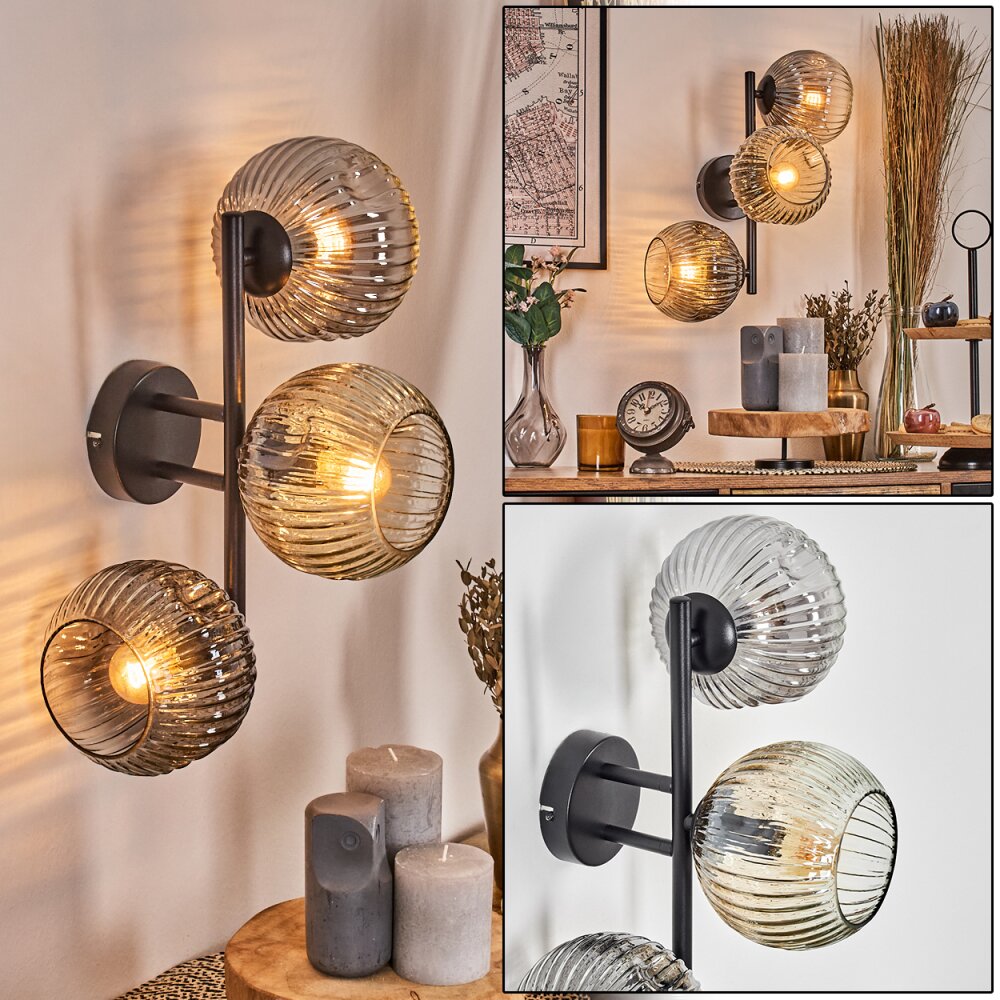 Ripoll Boule lumineuse, Applique murale Ambre, Clair, Fumé, 3 lumières main product photo