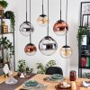 Gastor Suspension, Boule lumineuse, Suspension Ambre, Chrome, Clair, Cuivré, Fumé, 6 lumières