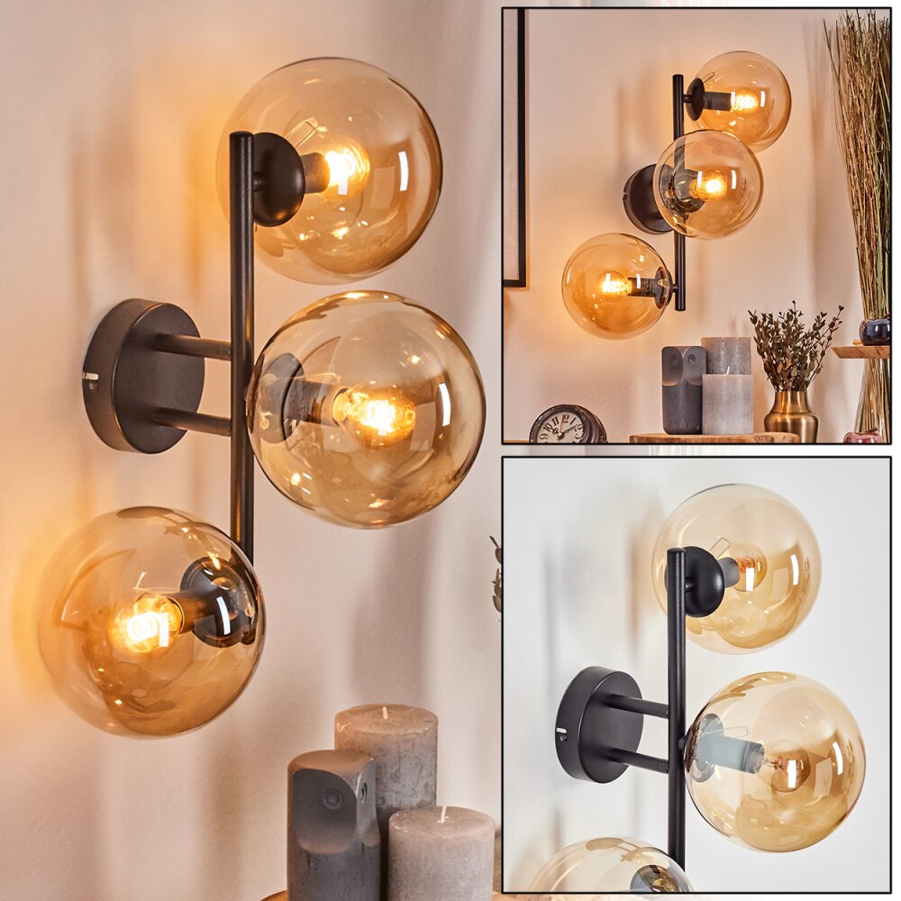 Gastor Boule lumineuse, Applique murale Ambre, 3 lumières main product photo