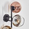 Koyoto Boule lumineuse, Applique murale Chrome, Or, Clair, Cuivré, Fumé, 3 lumières