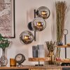 Gastor Boule lumineuse, Applique murale Chrome, Fumé, 3 lumières