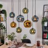 Ripoll Suspension, Boule lumineuse, Suspension Écru, Noir, 8 lumières