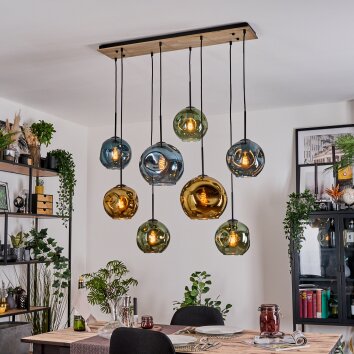 Ripoll Suspension, Boule lumineuse, Suspension Écru, Noir, 8 lumières
