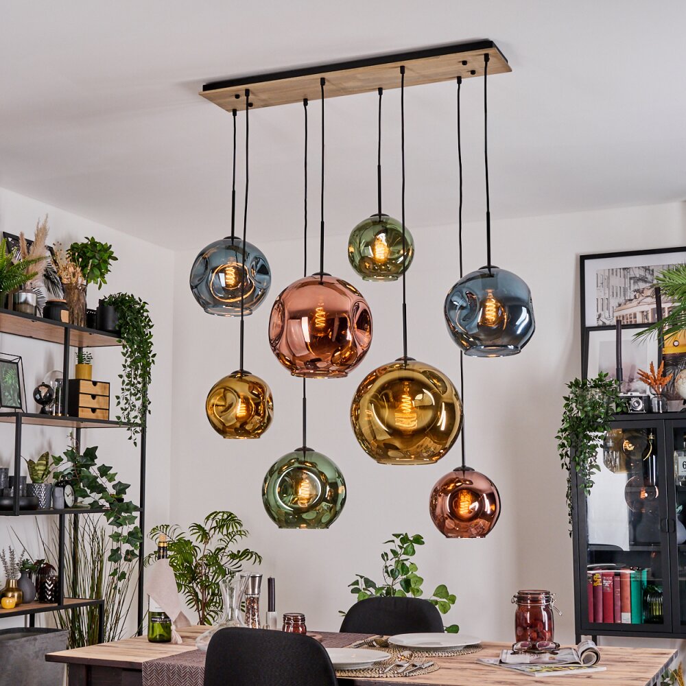 Ripoll Suspension, Boule lumineuse, Suspension Écru, Noir, 8 lumières main product photo